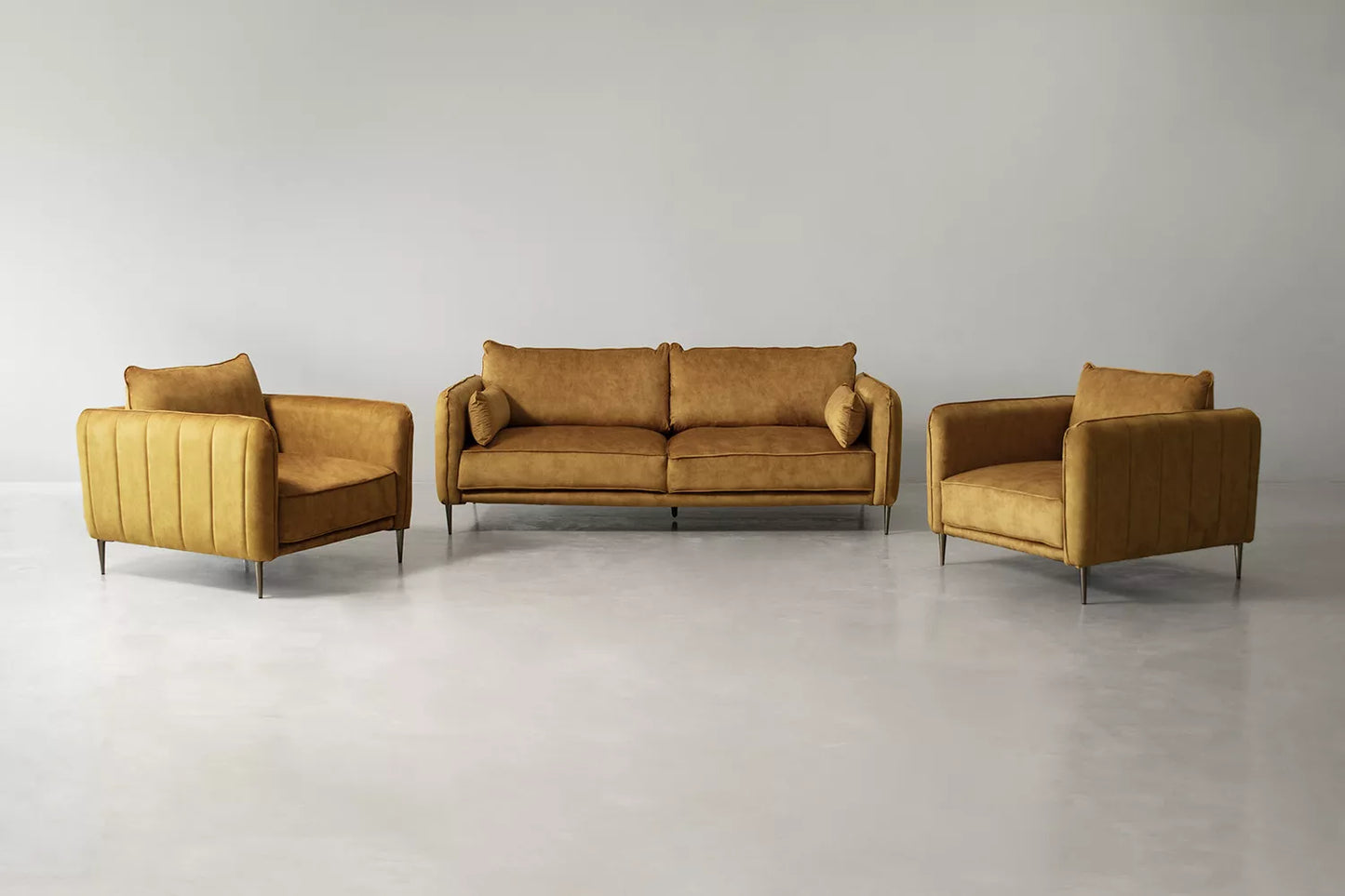 Set Noa  Miel 3 Piezas Incluidas (Sofá 3 Plazas, 2 Poltronas)