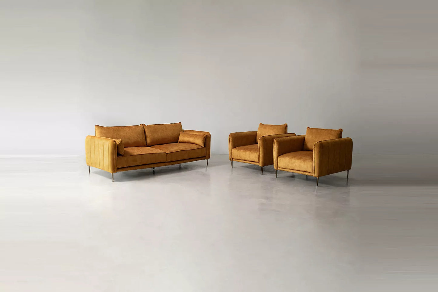 Set Noa  Miel 3 Piezas Incluidas (Sofá 3 Plazas, 2 Poltronas)